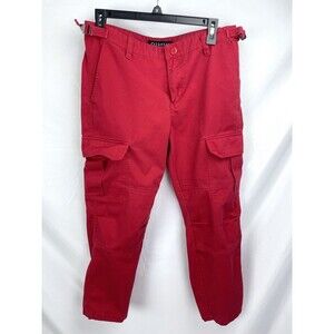 Emypre Men Size 30 Red Cargo Pants Pockes Skateboarding Missing Hem Ties 27"